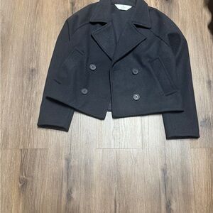 H&M Black Double-Breasted Pea Coat